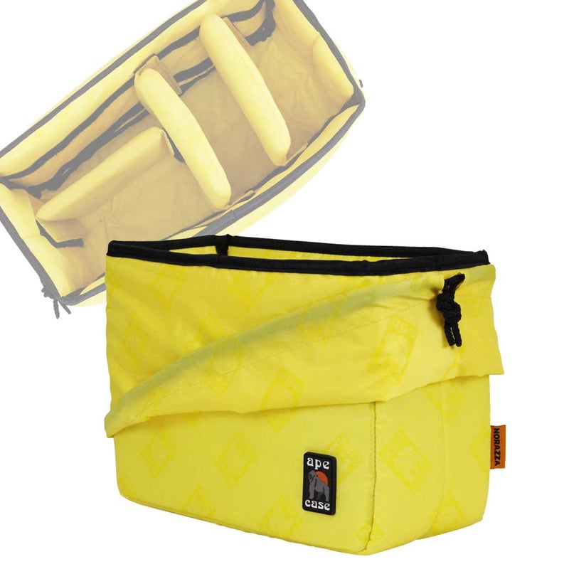Ape Case Cubeze (ACQB 37) Flexible Padded Storage Bag; Removable & Adjustable Padded Inserts; Drawstring Closure; Hi-Vis Yellow Interior; Exterior Pockets for Accessories; Yellow - Image 3